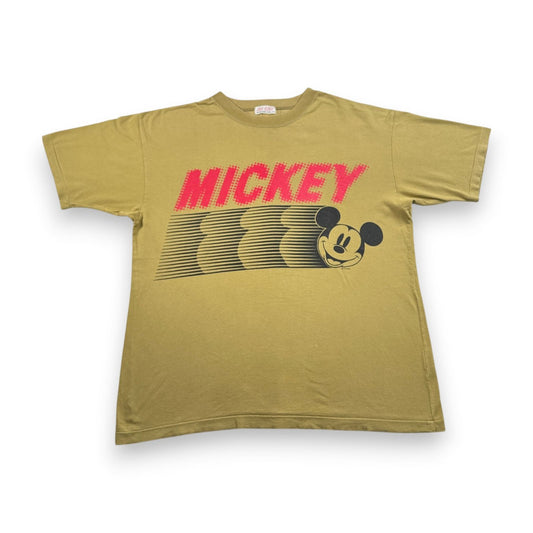 80s 90s ミッキー ディズニー Tシャツ DIA CLUB disney M カーキ シングルステッチ d-u-2505-019