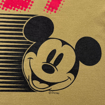 80s 90s ミッキー ディズニー Tシャツ DIA CLUB disney M カーキ シングルステッチ d-u-2505-019