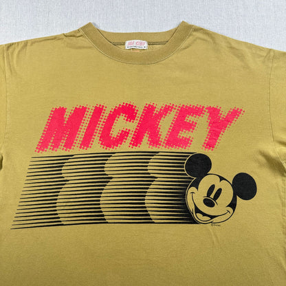 80s 90s ミッキー ディズニー Tシャツ DIA CLUB disney M カーキ シングルステッチ d-u-2505-019