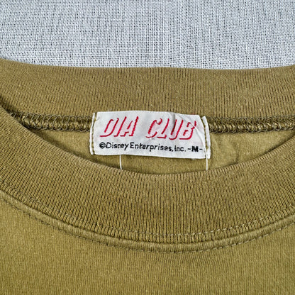 80s 90s ミッキー ディズニー Tシャツ DIA CLUB disney M カーキ シングルステッチ d-u-2505-019