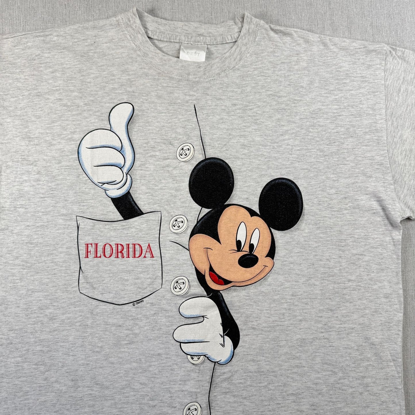 90s ミッキー ディズニー Tシャツ フロリダ BEST グレー d-u-2505-022