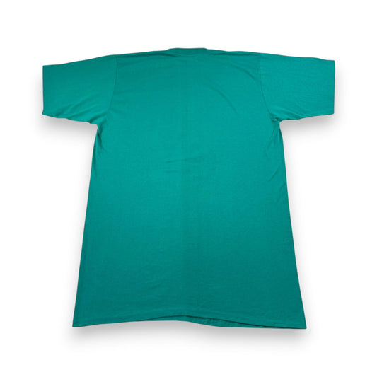 超特大 80s ミッキー ディズニー Tシャツ ターコイズ 青タグ Disney シングルステッチ d-u-2505-025