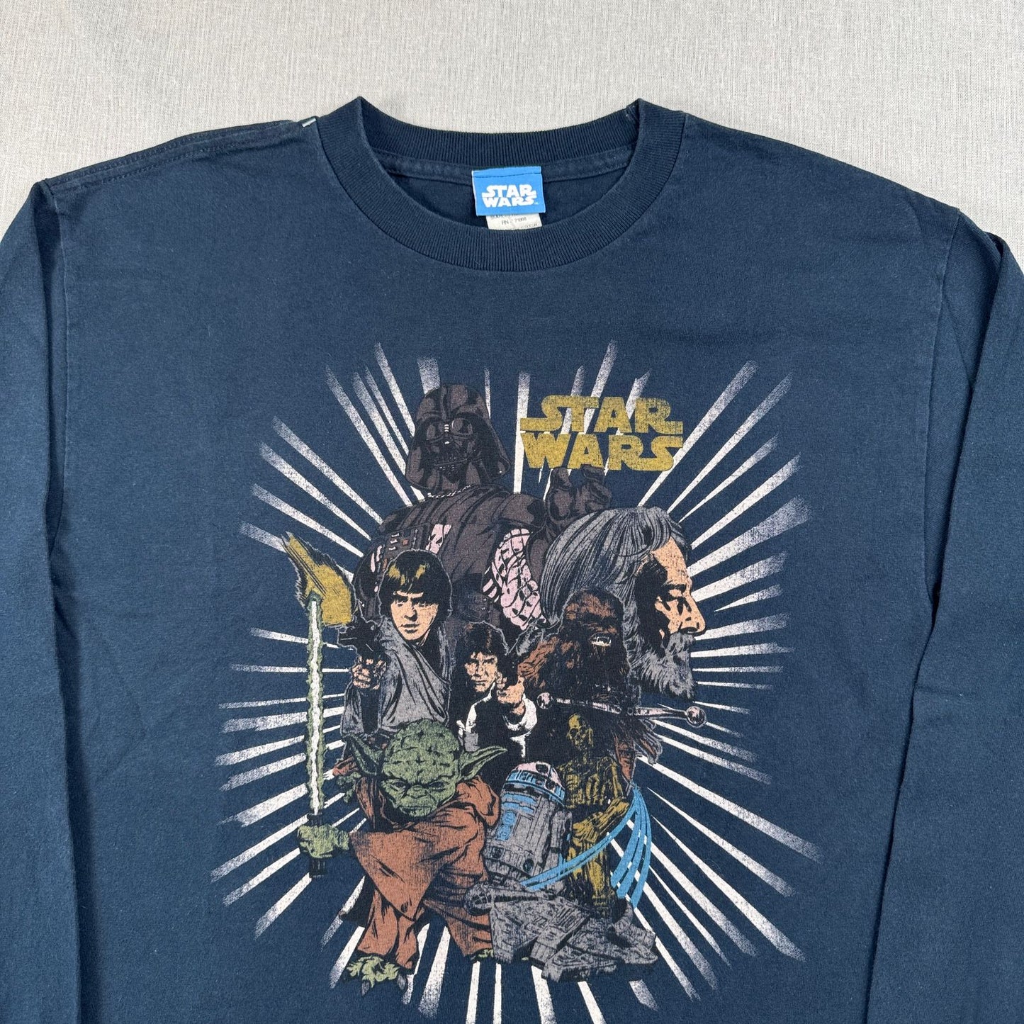 00s スターウォーズ STAR WARS 長袖 ロンT Tシャツ ネイビー ヨーダ d-u-2505-026