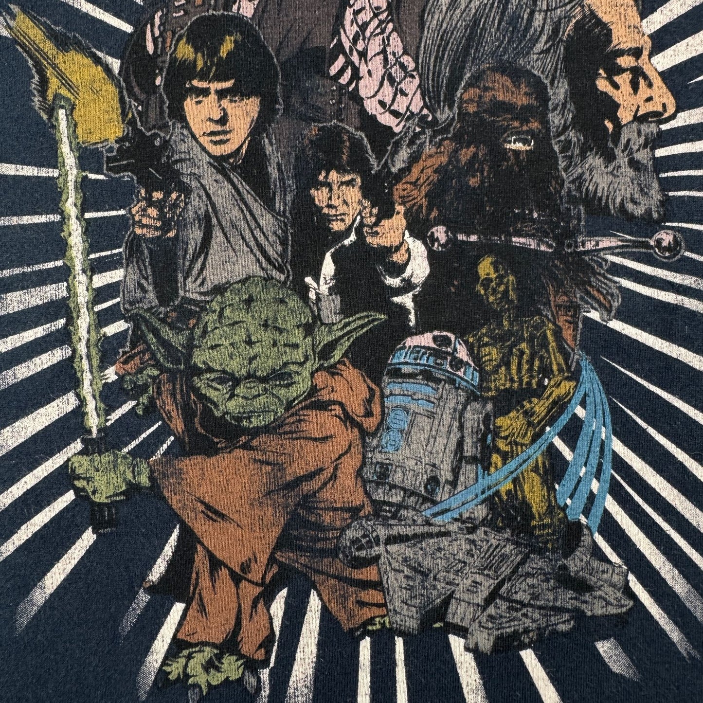 00s スターウォーズ STAR WARS 長袖 ロンT Tシャツ ネイビー ヨーダ d-u-2505-026