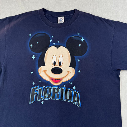 00s ミッキー ディズニー Tシャツ フロリダ 限定 mickey ネイビー 2XL d-u-2505-029
