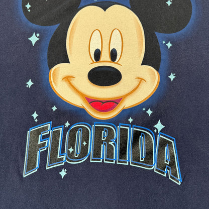 00s ミッキー ディズニー Tシャツ フロリダ 限定 mickey ネイビー 2XL d-u-2505-029