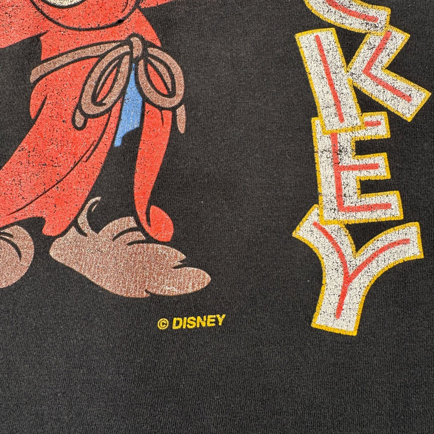 90s ミッキー FANTASIA WIZZARD MICKEY Tシャツ 黒 シングルステッチ d-u-2505-031