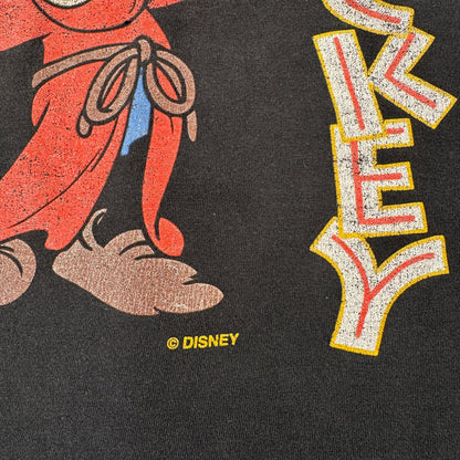 90s ミッキー FANTASIA WIZZARD MICKEY Tシャツ 黒 シングルステッチ d-u-2505-031