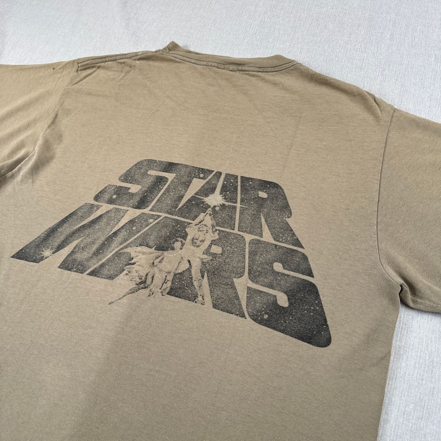 90s スターウォーズ STAR WARS REBELWEAR エピソード4 ルーク レイア Tシャツ 映画T USA製 カーキ changes ダメージ lucasfilm d-u-2505-033