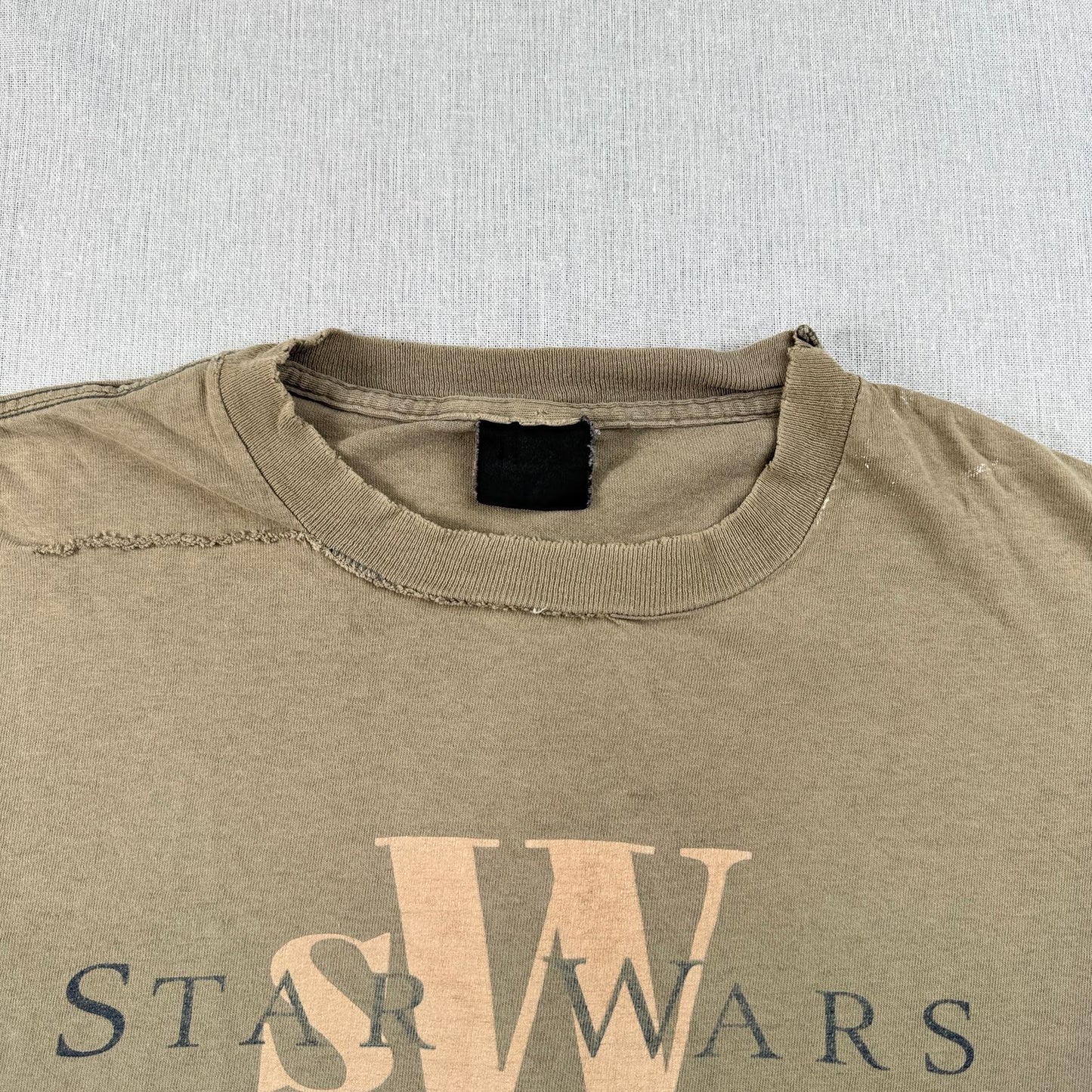 90s スターウォーズ STAR WARS REBELWEAR エピソード4 ルーク レイア Tシャツ 映画T USA製 カーキ changes ダメージ lucasfilm d-u-2505-033
