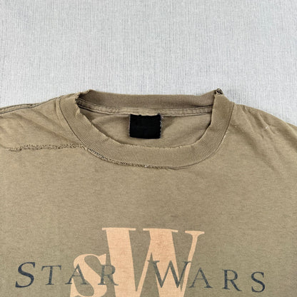 90s スターウォーズ STAR WARS REBELWEAR エピソード4 ルーク レイア Tシャツ 映画T USA製 カーキ changes ダメージ lucasfilm d-u-2505-033