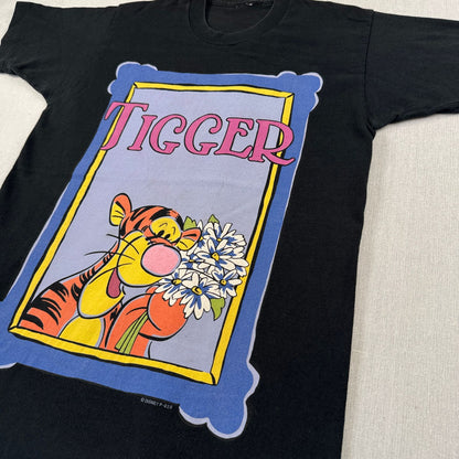 90s ディズニー ティガー プーさん Tシャツ 黒 disney シングルステッチ d-u-2505-034