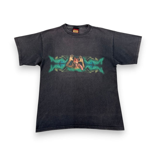 90s スターウォーズ STAR WARS ジャージャー ビンクス Tシャツ ファントムメナス エピソード1 映画T L 黒 フェード d-x-2505-005