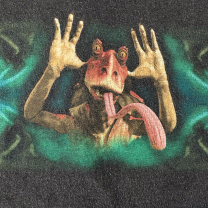 90s スターウォーズ STAR WARS ジャージャー ビンクス Tシャツ ファントムメナス エピソード1 映画T L 黒 フェード d-x-2505-005