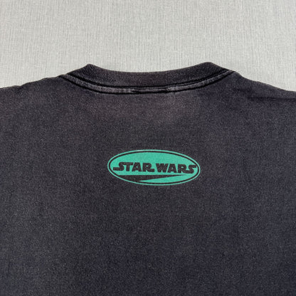 90s スターウォーズ STAR WARS ジャージャー ビンクス Tシャツ ファントムメナス エピソード1 映画T L 黒 フェード d-x-2505-005