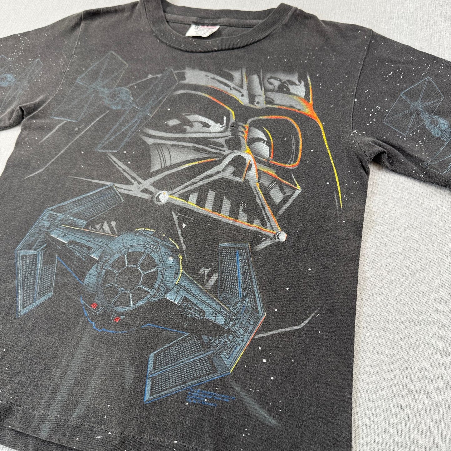 90s スターウォーズ STAR WARS ダースベイダー エピソード4 Tシャツ 映画T グレー USA製 シングルステッチ lucasfilm advance フェード d-x-2505-008