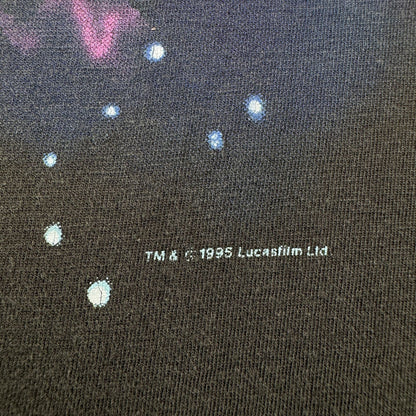 90s スターウォーズ STAR WARS Tシャツ lucasfilm 1995 may the force 黒 フェード 映画T ムービー d-t-2505-002
