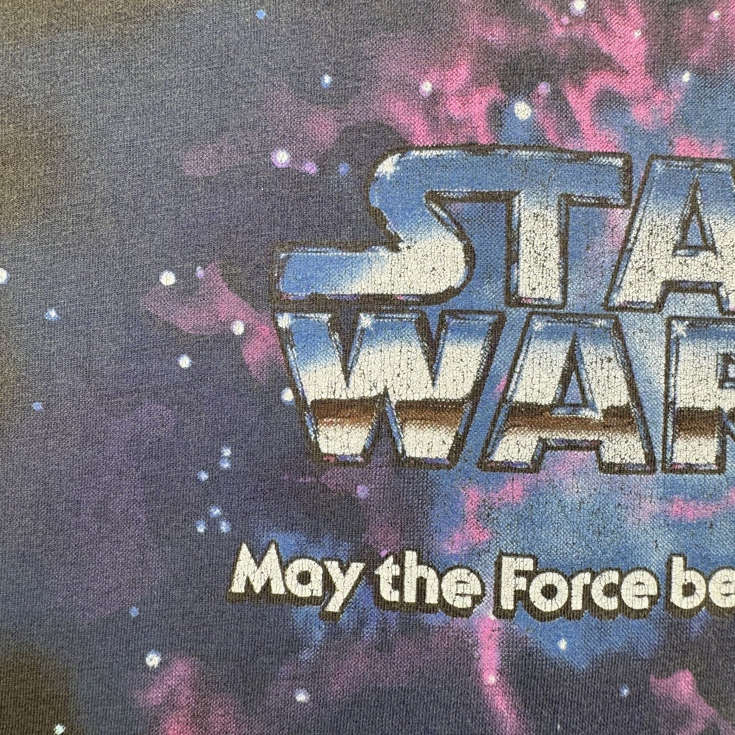 90s スターウォーズ STAR WARS Tシャツ lucasfilm 1995 may the force 黒 フェード 映画T ムービー d-t-2505-002