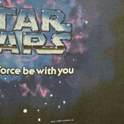 90s スターウォーズ STAR WARS Tシャツ lucasfilm 1995 may the force 黒 フェード 映画T ムービー d-t-2505-002