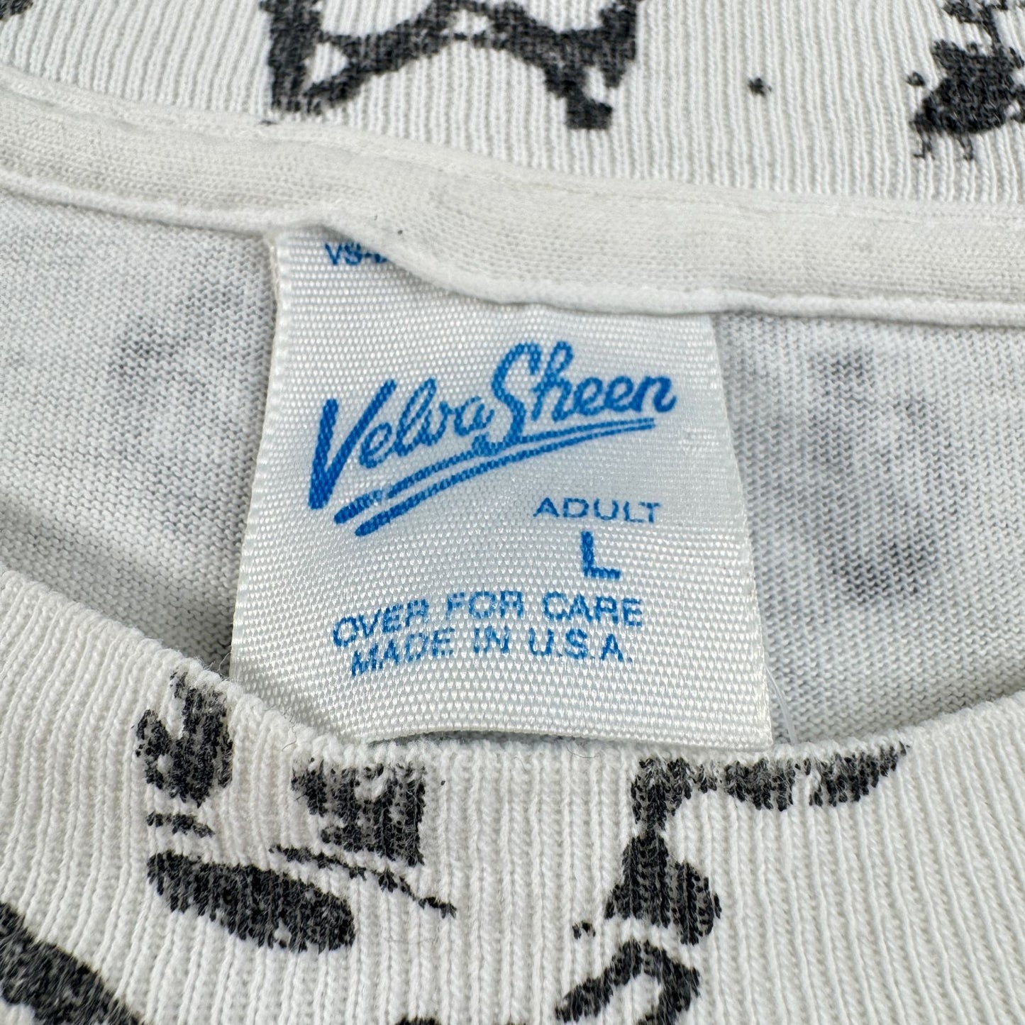 80 90s USA製 ミッキー ディズニー Tシャツ 壁画 VELVA SHEEN mickey disney 総柄 L d-t-2505-007