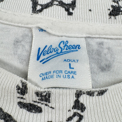 80 90s USA製 ミッキー ディズニー Tシャツ 壁画 VELVA SHEEN mickey disney 総柄 L d-t-2505-007