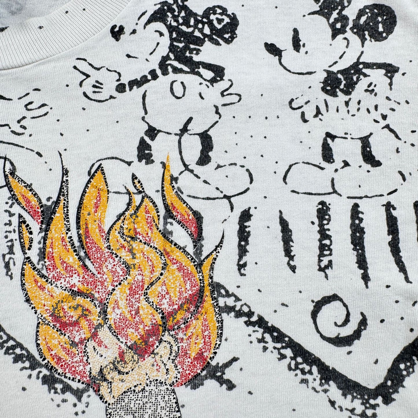 80 90s USA製 ミッキー ディズニー Tシャツ 壁画 VELVA SHEEN mickey disney 総柄 L d-t-2505-007