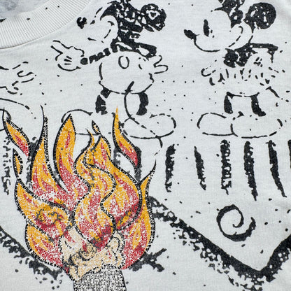 80 90s USA製 ミッキー ディズニー Tシャツ 壁画 VELVA SHEEN mickey disney 総柄 L d-t-2505-007