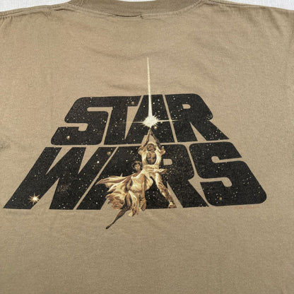 90s スターウォーズ STAR WARS REBELWEAR エピソード4 ルーク レイア Tシャツ 映画T USA製 カーキ changes d-t-2505-012