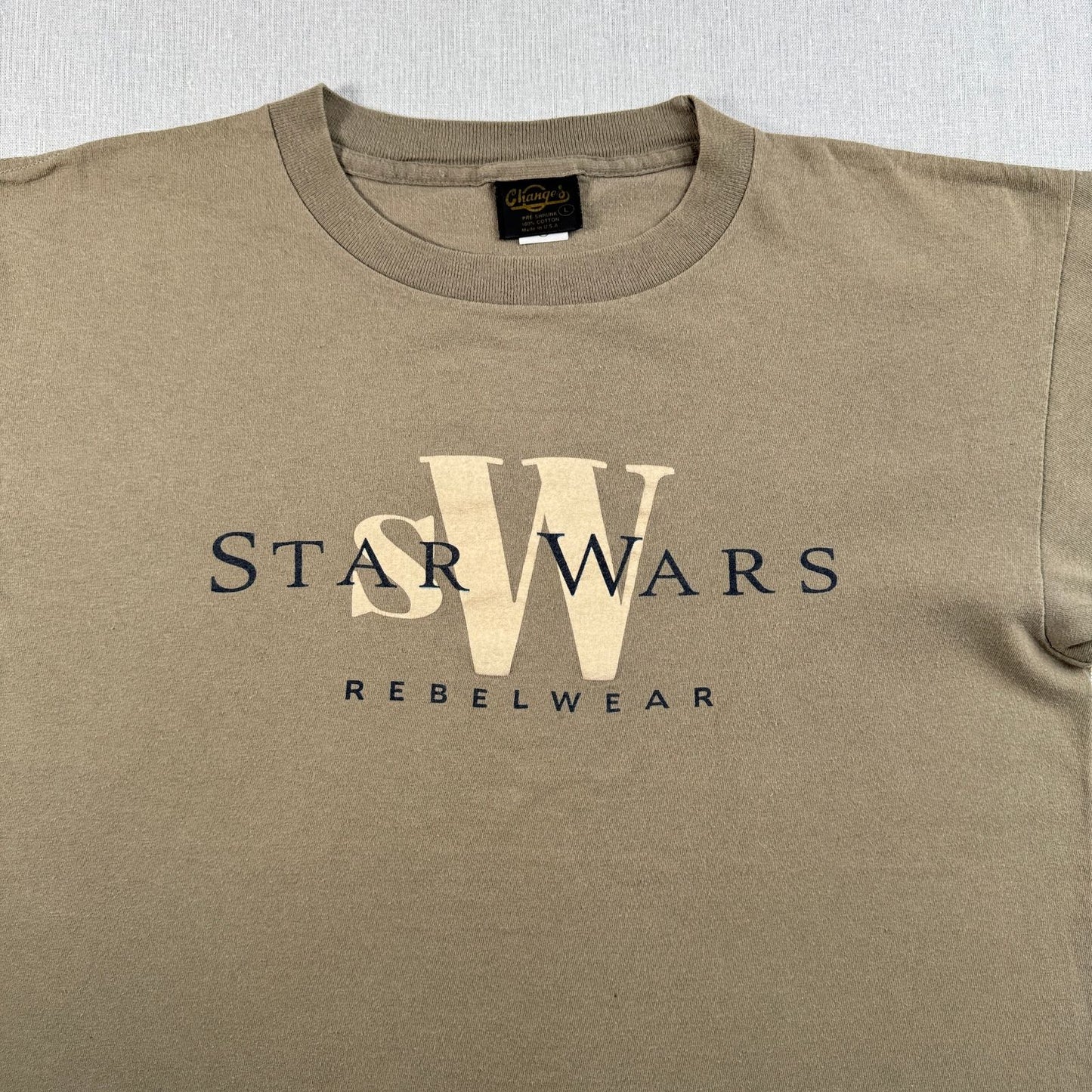 90s スターウォーズ STAR WARS REBELWEAR エピソード4 ルーク レイア Tシャツ 映画T USA製 カーキ changes d-t-2505-012