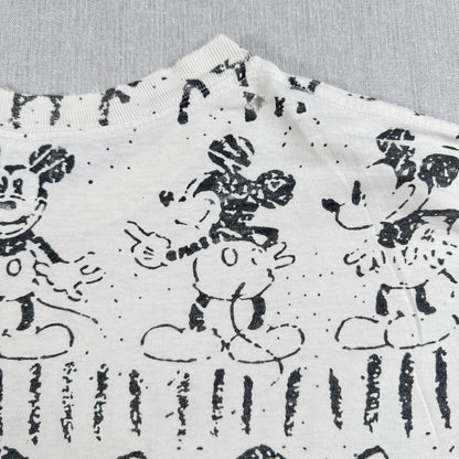 80 90s USA製 ミッキー ディズニー Tシャツ 壁画 VELVA SHEEN mickey disney 総柄 L d-t-2505-007