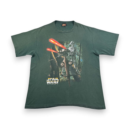 90s スターウォーズ STAR WARS ファントムメナス エピソード1 Tシャツ バトルドロイド 映画T 緑 USA製 XL シングルステッチ lucasfilm d-t-2505-014