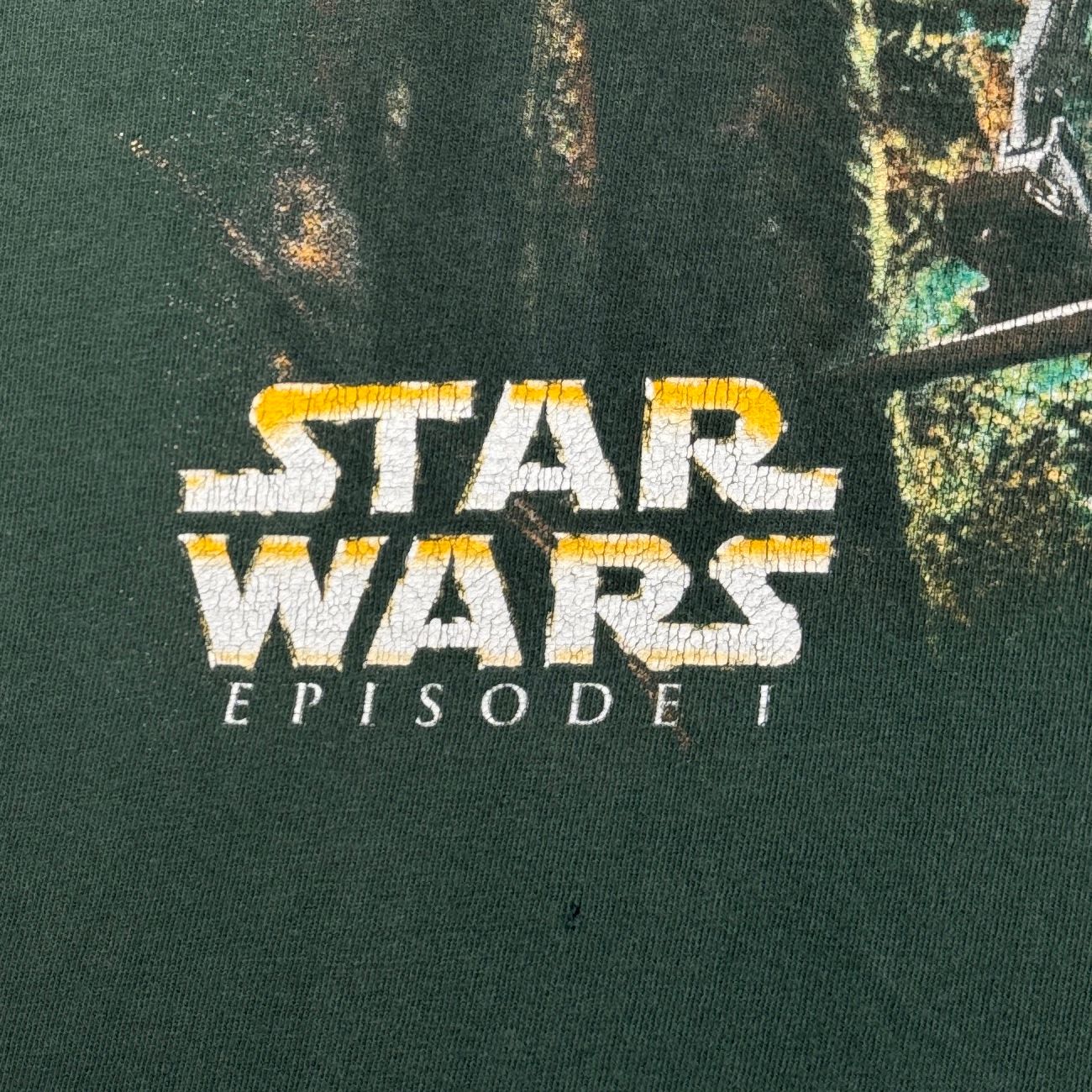 90s スターウォーズ STAR WARS ファントムメナス エピソード1 Tシャツ バトルドロイド 映画T 緑 USA製 XL シングルステッチ lucasfilm d-t-2505-014