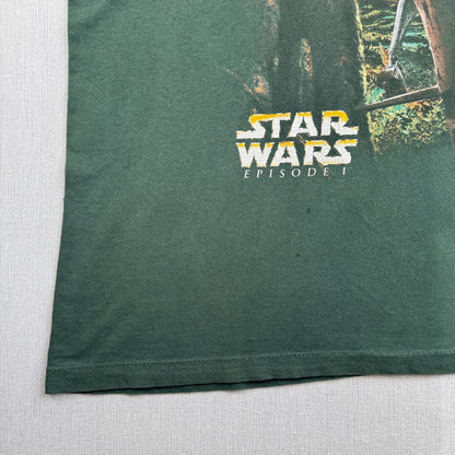 90s スターウォーズ STAR WARS ファントムメナス エピソード1 Tシャツ バトルドロイド 映画T 緑 USA製 XL シングルステッチ lucasfilm d-t-2505-014
