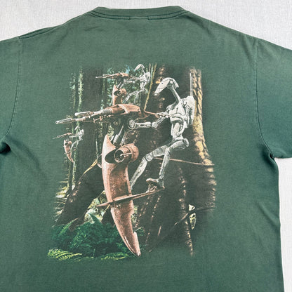 90s スターウォーズ STAR WARS ファントムメナス エピソード1 Tシャツ バトルドロイド 映画T 緑 USA製 XL シングルステッチ lucasfilm d-t-2505-014