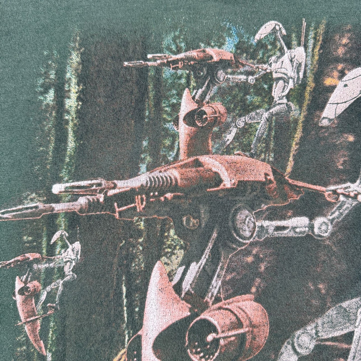 90s スターウォーズ STAR WARS ファントムメナス エピソード1 Tシャツ バトルドロイド 映画T 緑 USA製 XL シングルステッチ lucasfilm d-t-2505-014
