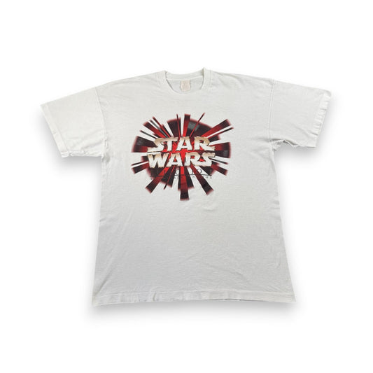 90s スターウォーズ STAR WARS Tシャツ エピソード1 EPISODE1 ファントムメナス 白 映画T ムービー スペイン シングルステッチ d-t-2505-003