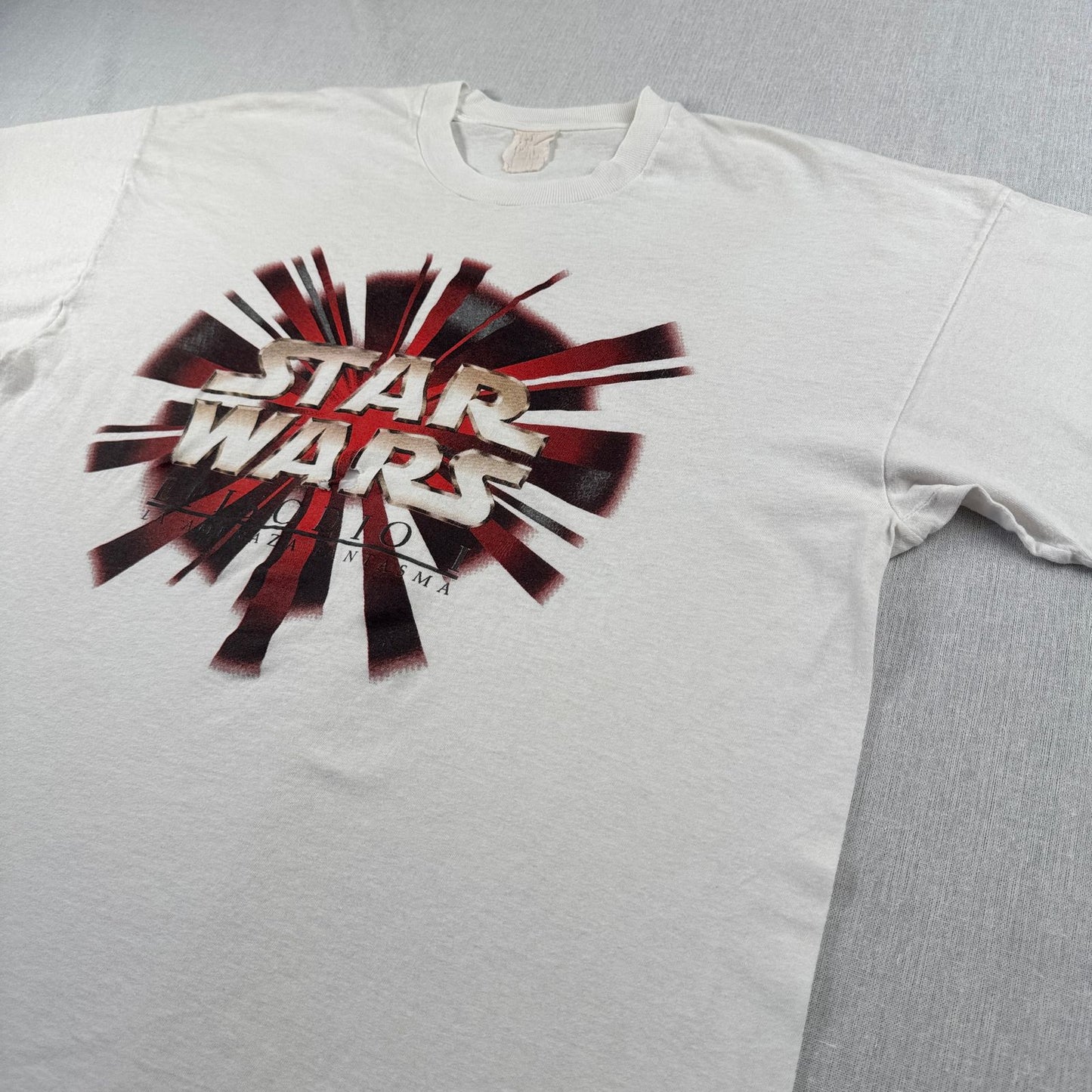 90s スターウォーズ STAR WARS Tシャツ エピソード1 EPISODE1 ファントムメナス 白 映画T ムービー スペイン シングルステッチ d-t-2505-003