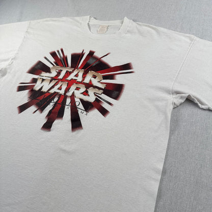 90s スターウォーズ STAR WARS Tシャツ エピソード1 EPISODE1 ファントムメナス 白 映画T ムービー スペイン シングルステッチ d-t-2505-003