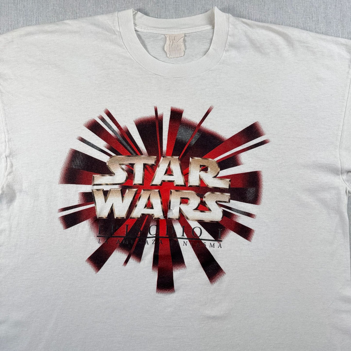 90s スターウォーズ STAR WARS Tシャツ エピソード1 EPISODE1 ファントムメナス 白 映画T ムービー スペイン シングルステッチ d-t-2505-003
