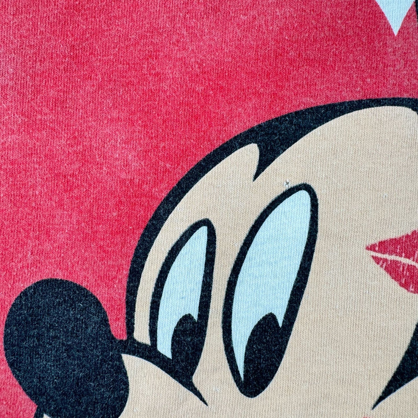 90s ミッキー ディズニー ハート Tシャツ disney 白 シングルステッチ XL デルタ d-t-2505-011