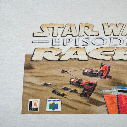 90s スターウォーズ STAR WARS Tシャツ セバルバ アナキン 映画T 白 RACER Nintendo 64 任天堂 lucasfilm d-t-2505-015