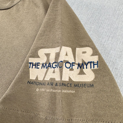 90s スターウォーズ STAR WARS ハンソロ HAN SOLO Tシャツ ROGUEWEAR 映画T USA製 カーキ changes The Magic of Myth d-t-2505-013