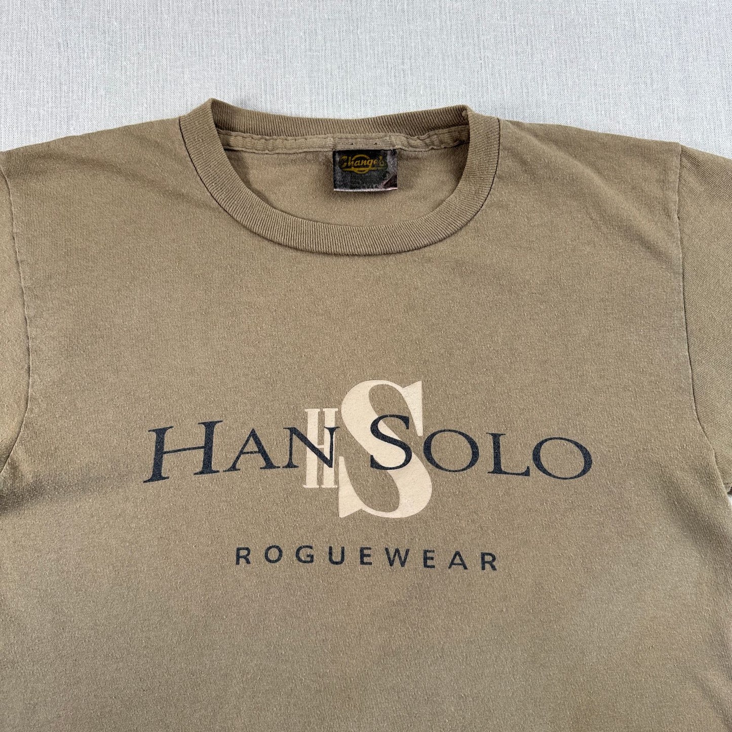 90s スターウォーズ STAR WARS ハンソロ HAN SOLO Tシャツ ROGUEWEAR 映画T USA製 カーキ changes The Magic of Myth d-t-2505-013