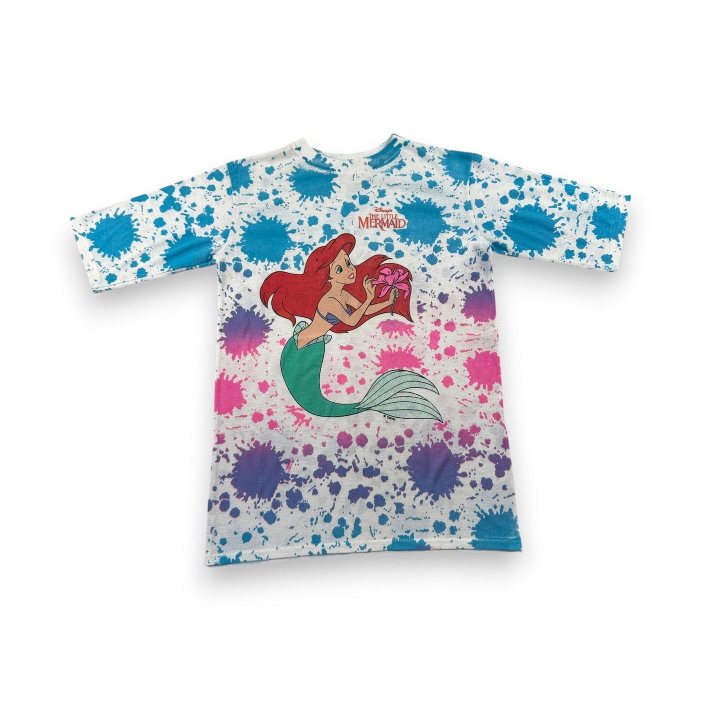 80s ディズニー アリエル リトルマーメイド Tシャツ Disney 総柄 AOP disney シングルステッチ d-t-2505-016