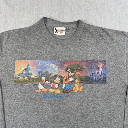 00s ディズニー 長袖 ロンT Tシャツ ミッキー ドナルド グーフィー グレー disney L d-u-2505-010