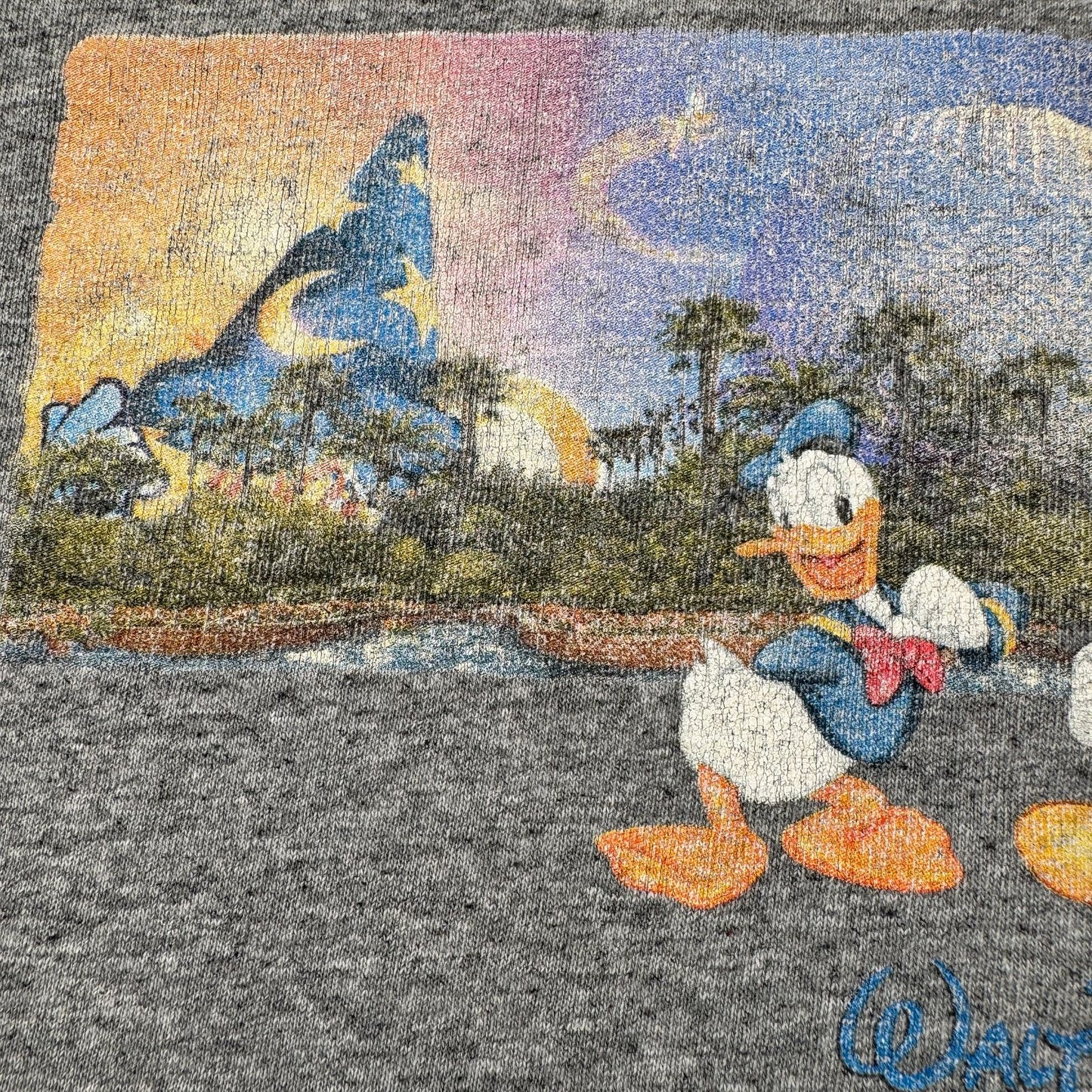 00s ディズニー 長袖 ロンT Tシャツ ミッキー ドナルド グーフィー グレー disney L d-u-2505-010
