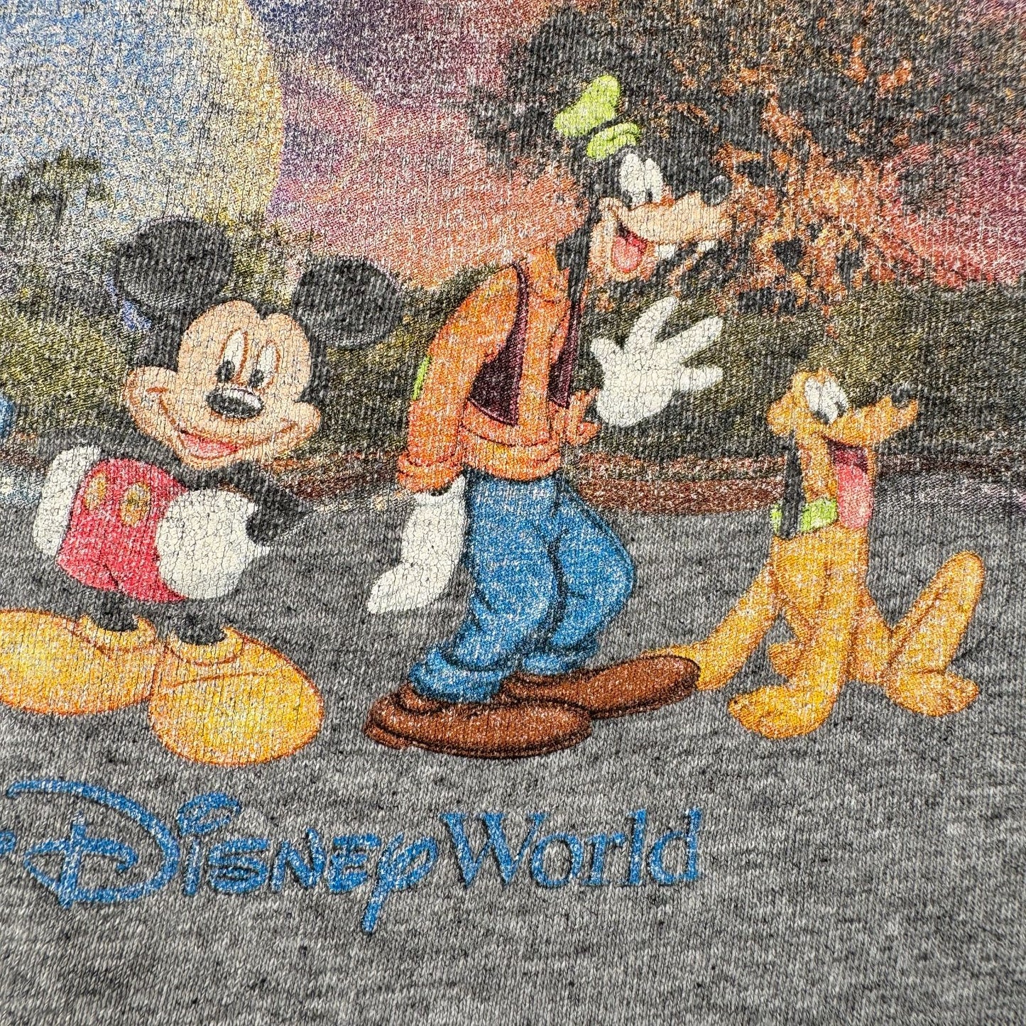 00s ディズニー 長袖 ロンT Tシャツ ミッキー ドナルド グーフィー グレー disney L d-u-2505-010