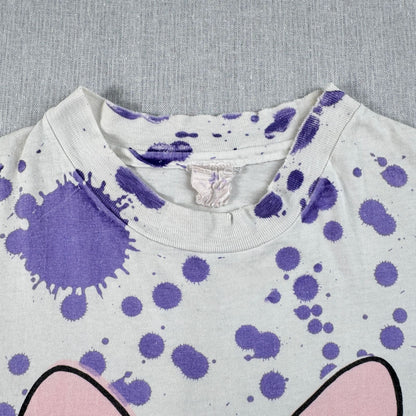 90s ミニー ディズニー Tシャツ 総柄 白 Disney ミッキー シングルステッチ AOP d-u-2505-035