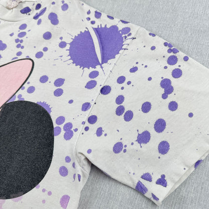 90s ミニー ディズニー Tシャツ 総柄 白 Disney ミッキー シングルステッチ AOP d-u-2505-035