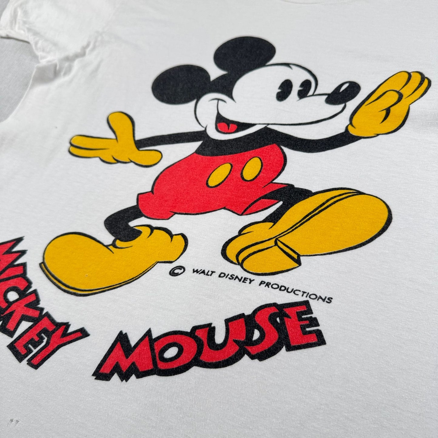 70s 80s ミッキー ディズニー Tシャツ 白 disney フルーツオブザルーム シングルステッチ d-u-2505-037